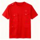 Red Multi-Pocket Cargo T-Shirt with Heart Print