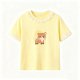 Yellow T-Shirt with White Lace Trim and Cartoon Deer Print