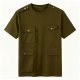 Military Green Multi-Pocket Cargo T-Shirt with Epaulets